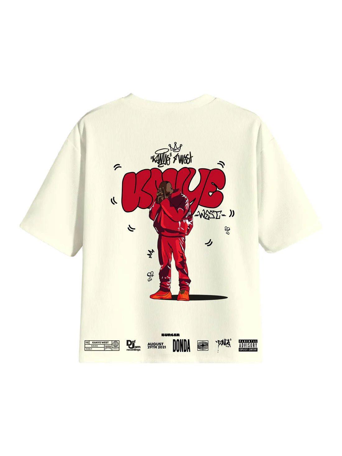 Burger Bae | The Kanye West : Donda Cartoon Art Drop Sleeved Tee